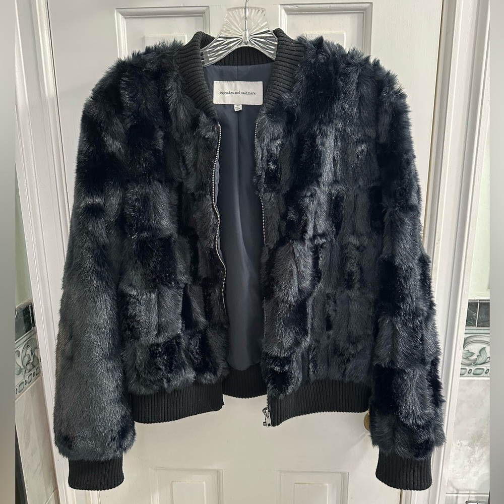 Cupcakes & Cashmere Faux Fur Bomber Jacket
